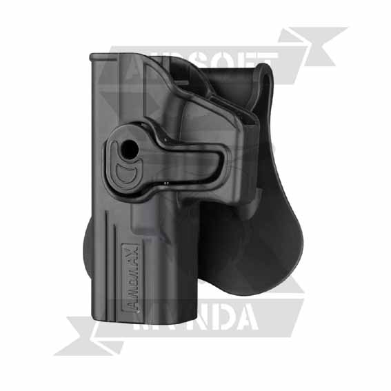 PISTOLERA AMOMAX GLOCK RIGIDA ZURDA NEGRA