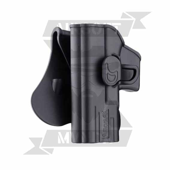 PISTOLERA AMOMAX GLOCK RIGIDA ZURDA NEGRA - Imagen 2