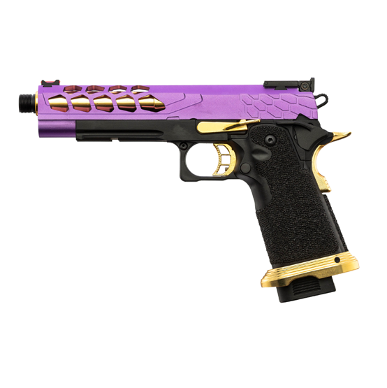 PISTOLA LANCER TACTICAL STRYK HI-CAPA 5.1 MORADA / DORADA