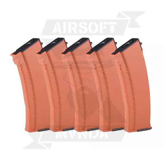 CAJA X5 CARGADOR E&amp;amp;L  MID-CAP AK74 120RDS POLIMERO MARRON