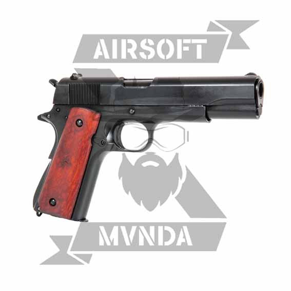 PISTOLA DOBLE BELL M1911 (720MB) NEGRA MADERA + REGALO - Imagen 2
