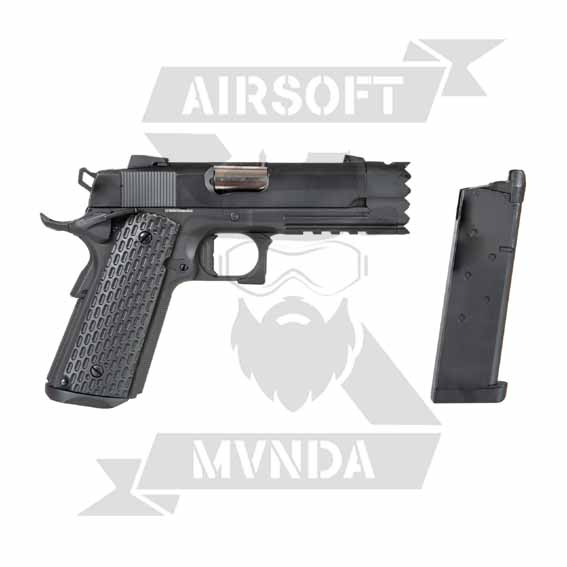 PISTOLA GOLDEN EAGLE STRIKE WARRIOR 1911  GAS FULL METAL NEGRA - Imagen 2