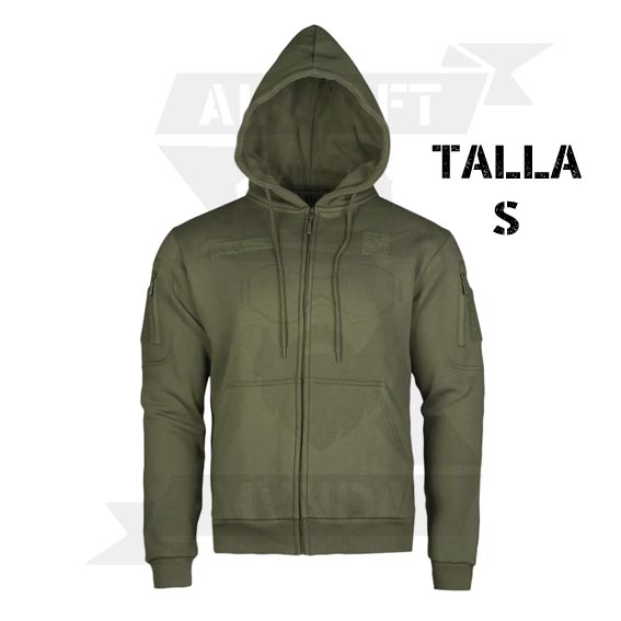 SUDADERA MILTEC TACTICA VELCROSCON CAPUCHA VERDE (S)