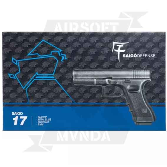 PISTOLA SAIGO 17 GAS BLOWBACK METAL NEGRA - Imagen 4