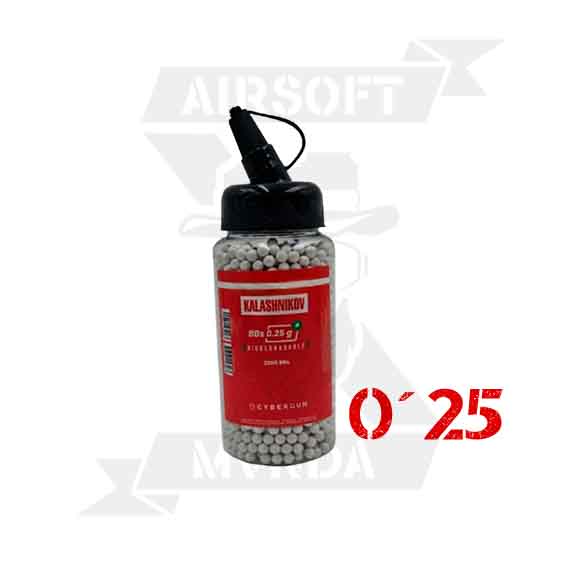 BOLAS KALASHNIKOV BIO 0.25G BIBERON 2000rds BLANCA