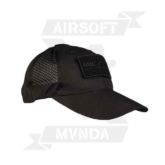 GORRA AIRSOFT VELCROS REJILLA MILTEC NEGRA