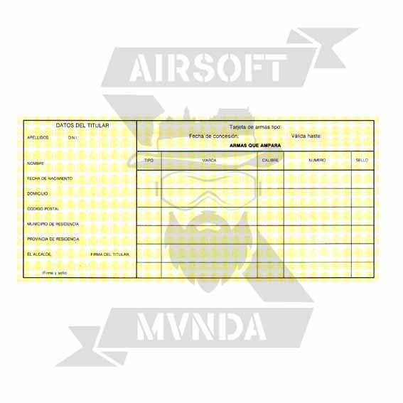 TARJETA DE ARMAS AMARILLA
