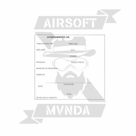 TARJETA REGISTRO ARMAS BLANCA