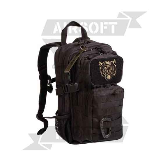 MOCHILA MILTEC MOLLE TIGRE MOSQUETON PEQ. NEGRA