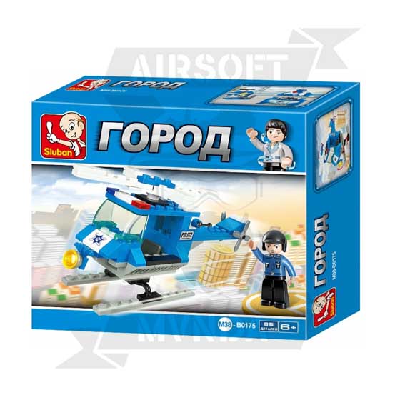 HELICOPTERO POLICE TOWN 86 BLOQUES SLUBAN AZUL BLANCO